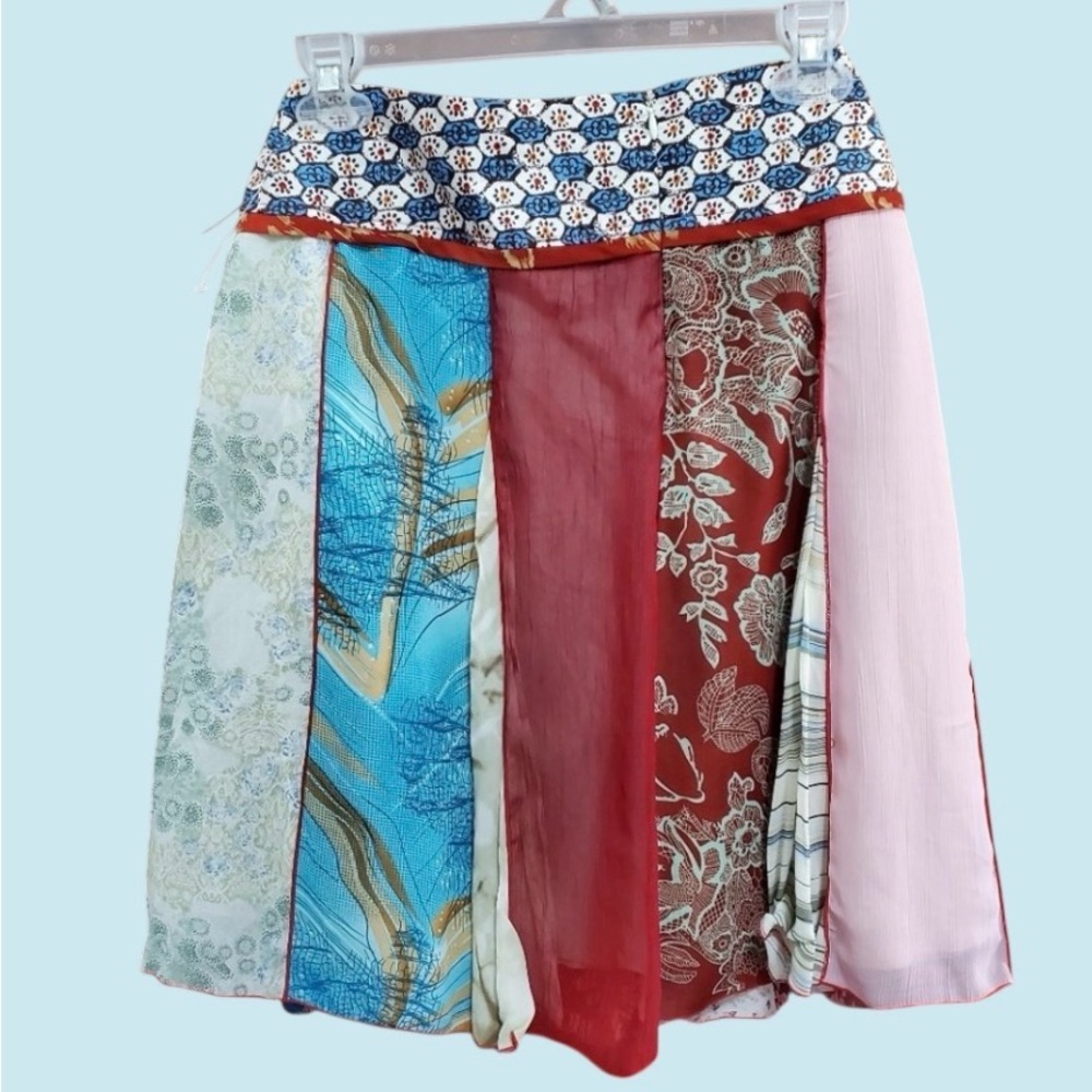 Boho Vintage 1990’s Tracey Evans Ltd Flared Silk Panel Skirt Sz 11 - Picture 8 of 8